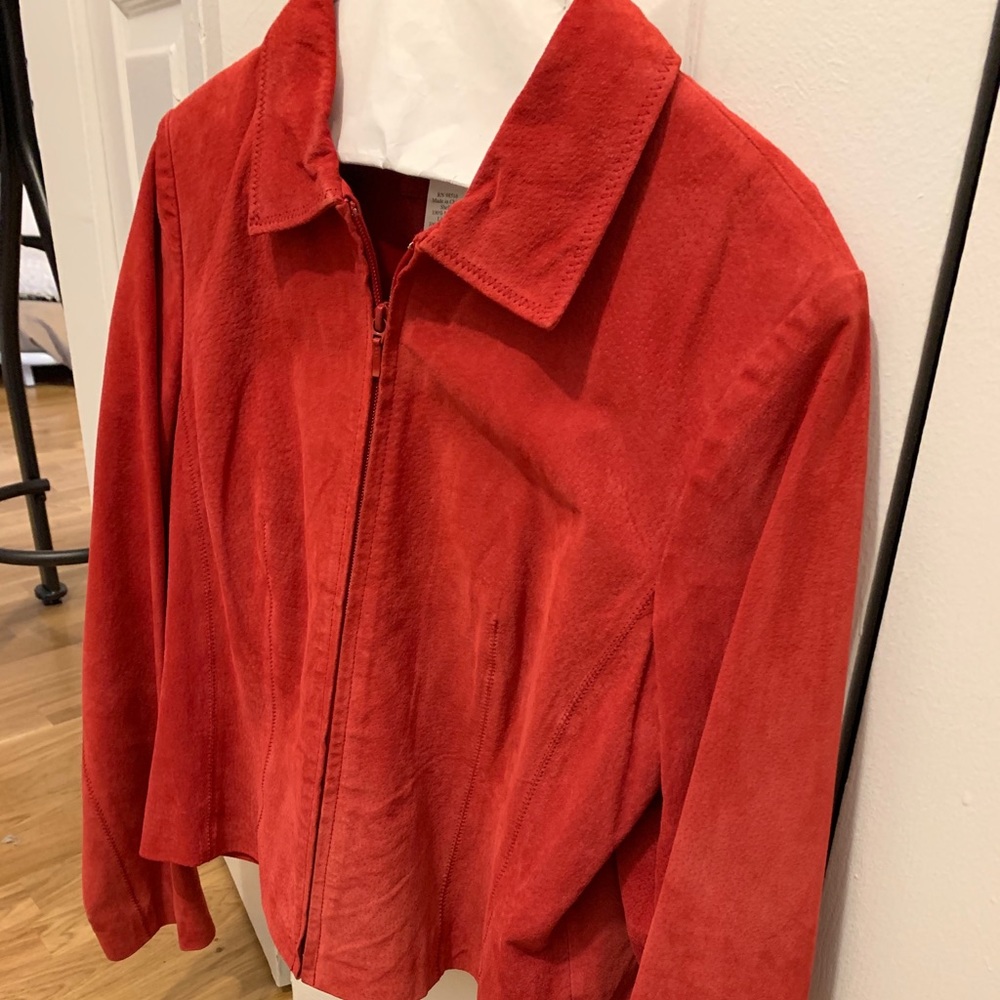 100% leather red coat. Gorgeous rich red color